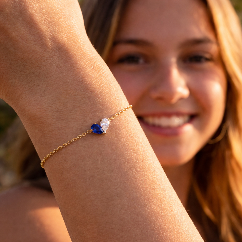 BRACCIALE CUORE PERSONALIZZATO - PIETRE DEI MESI SPECIALI