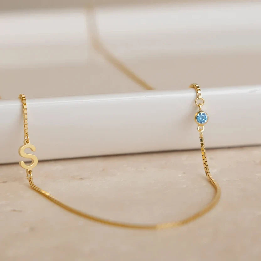 COLLANA MIA - PERSONALIZZATA CON LETTERA E PIETRA DEL MESE