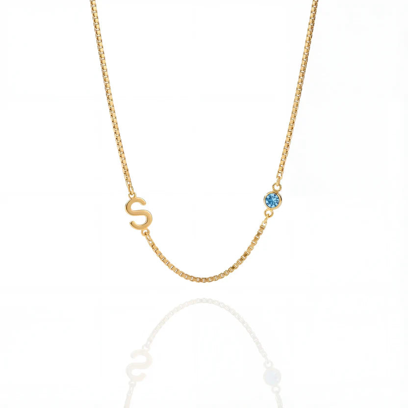 COLLANA MIA - PERSONALIZZATA CON LETTERA E PIETRA DEL MESE