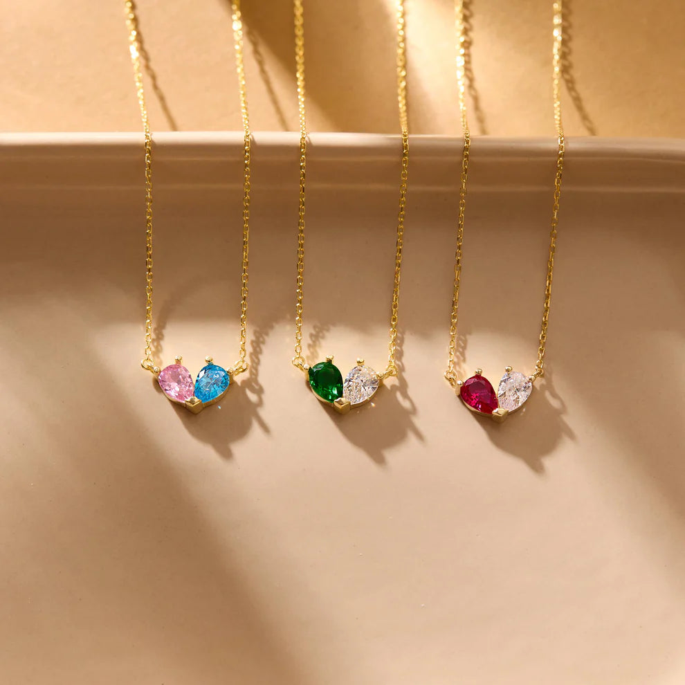 COLLANA CUORE PERSONALIZZATO – PIETRE DEI MESI SPECIALI