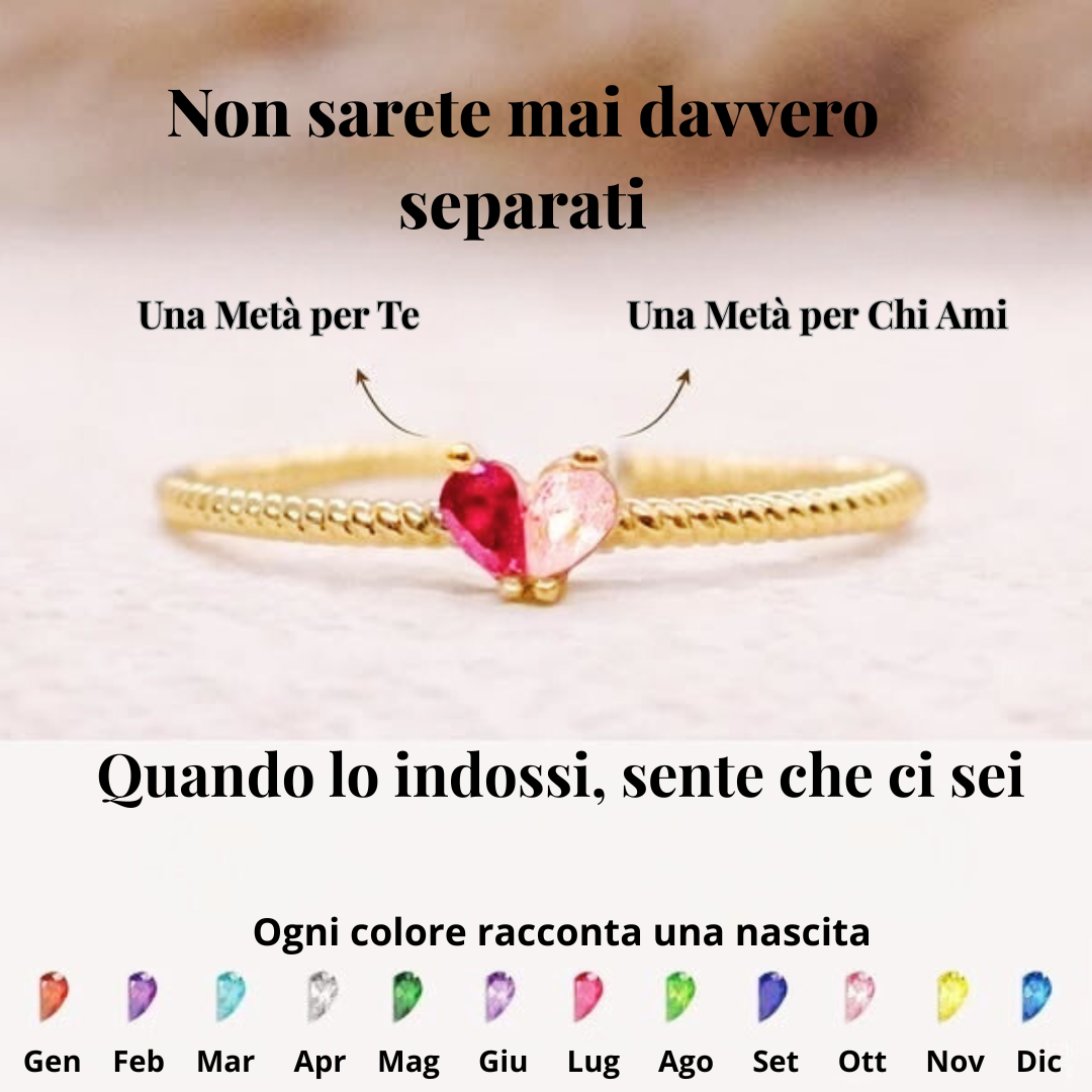 ANELLO CUORE - PERSONALIZZATO CON PIETRA MESE di NASCITA