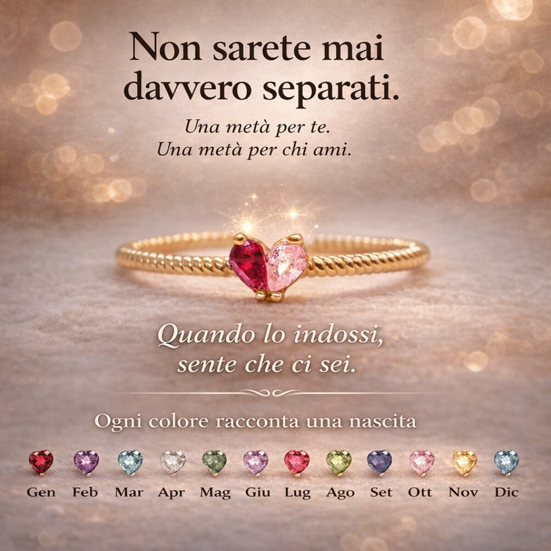ANELLO CUORE - PERSONALIZZATO CON PIETRA MESE di NASCITA