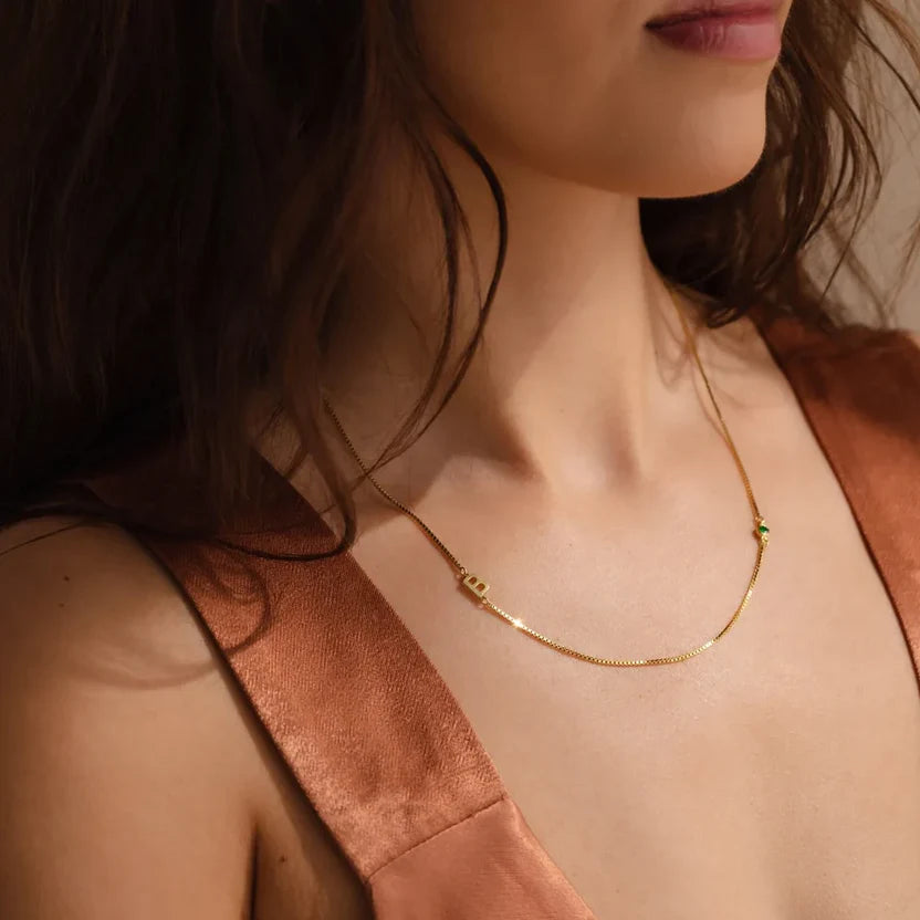 COLLANA MIA - PERSONALIZZATA CON LETTERA E PIETRA DEL MESE