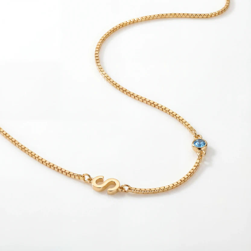 COLLANA MIA - PERSONALIZZATA CON LETTERA E PIETRA DEL MESE